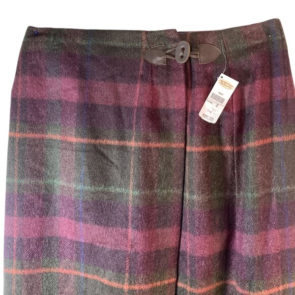 Talbots Womens Size 8 Wool Tartan Midi Wrap Skirt Burgundy Plaid Made In USA NWT - Picture 11 of 12